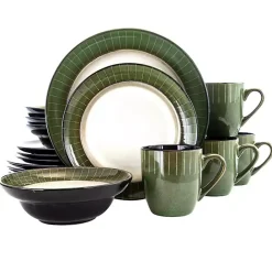 Online Kirklands Home Striped Jade Trim 16-pc. Dinnerware Set