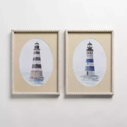 Discount Kirklands Home Striped Lighthouse Framed Art Prints, Set of 2