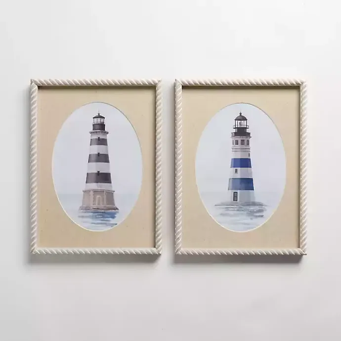Discount Kirklands Home Striped Lighthouse Framed Art Prints, Set of 2