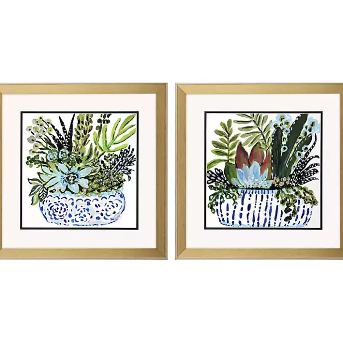Outlet Kirklands Home Succulent Garden Framed Art Prints, Set of 2 Green