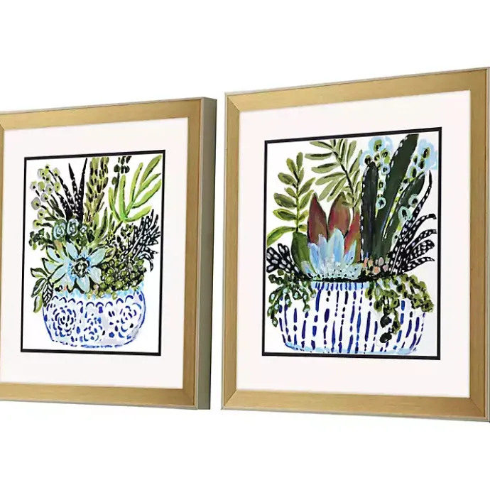Outlet Kirklands Home Succulent Garden Framed Art Prints, Set of 2 Green