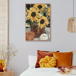 Sale Kirklands Home Sunflower Vase and Pumpkins Framed Canvas Print