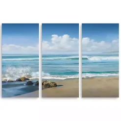 Kirklands Home Sweeping Blue Canvas Art Prints, Set of 3