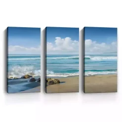 Kirklands Home Sweeping Blue Canvas Art Prints, Set of 3