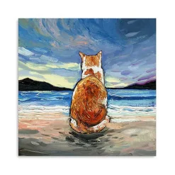 Clearance Kirklands Home Tabby Cat Beach Days Canvas Art Print