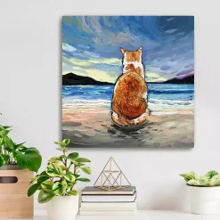 Clearance Kirklands Home Tabby Cat Beach Days Canvas Art Print