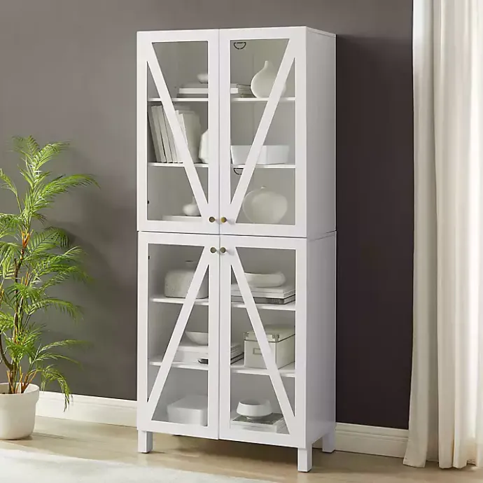Outlet Kirklands Home Tall Triangle 4-Door Wood Cabinet White