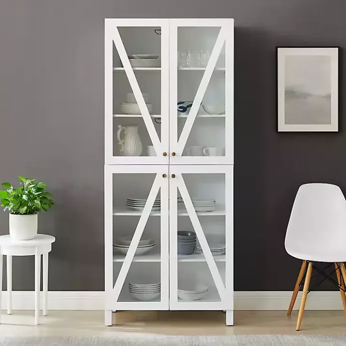 Outlet Kirklands Home Tall Triangle 4-Door Wood Cabinet White
