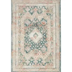 Kirklands Home Talula Teal Bohemian Vintage Area Rug, 5x7