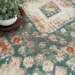 Kirklands Home Talula Teal Bohemian Vintage Area Rug, 5x7