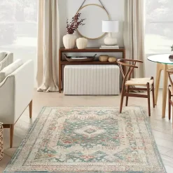 Kirklands Home Talula Teal Bohemian Vintage Area Rug, 5x7