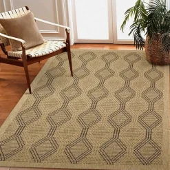 New Kirklands Home Tan & Black Diamonds Indoor/Outdoor Area Rug, 5x7