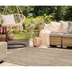 Kirklands Home Tan & Navy Diamonds Indoor/Outdoor Area Rug, 5x7