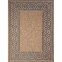 New Kirklands Home Tan & Navy Zig Zag Indoor/Outdoor Area Rug, 5x7