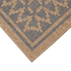 New Kirklands Home Tan & Navy Zig Zag Indoor/Outdoor Area Rug, 5x7