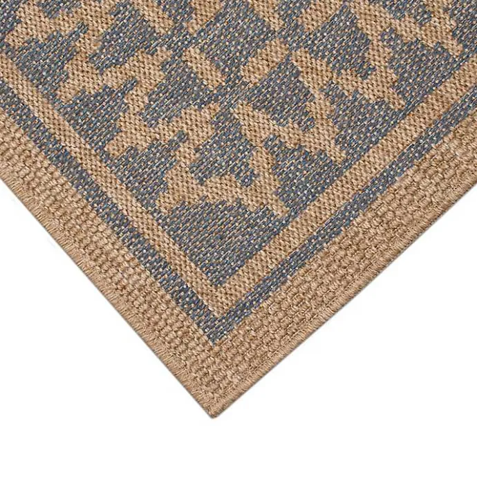 New Kirklands Home Tan & Navy Zig Zag Indoor/Outdoor Area Rug, 5x7