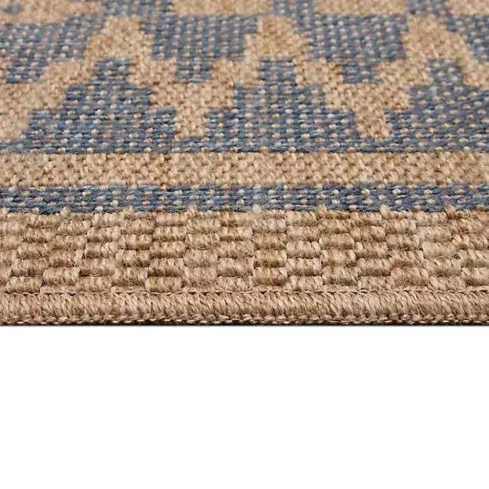 New Kirklands Home Tan & Navy Zig Zag Indoor/Outdoor Area Rug, 5x7