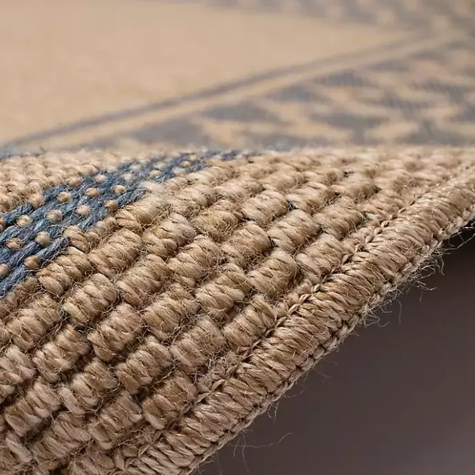 New Kirklands Home Tan & Navy Zig Zag Indoor/Outdoor Area Rug, 5x7