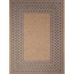 Clearance Kirklands Home Tan & Navy Zig Zag Indoor/Outdoor Area Rug, 7x9