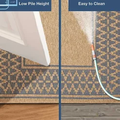 Clearance Kirklands Home Tan & Navy Zig Zag Indoor/Outdoor Area Rug, 7x9