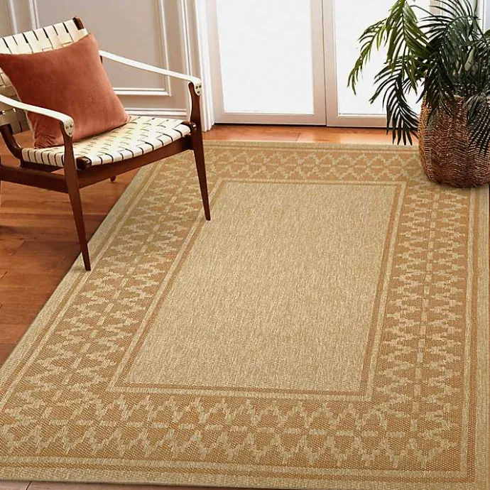 Discount Kirklands Home Tan & Orange Zig Zag Indoor/Outdoor Area Rug, 5x7
