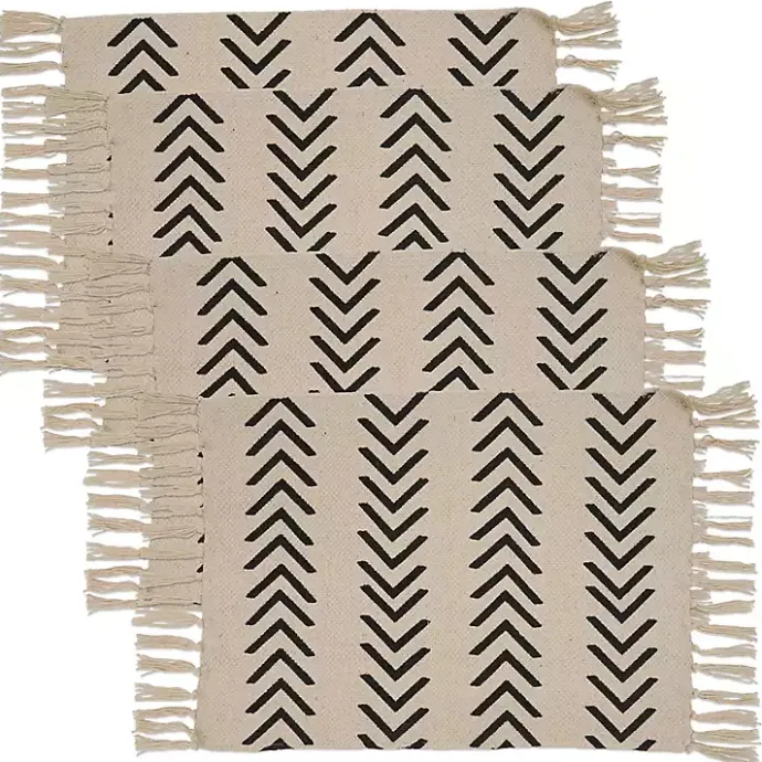 Clearance Kirklands Home Tan and Black Chevron Cotton Placemats, Set of 4