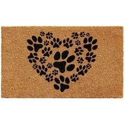 Clearance Kirklands Home Tan and Black Coir Heart Paws Doormat, 17x29