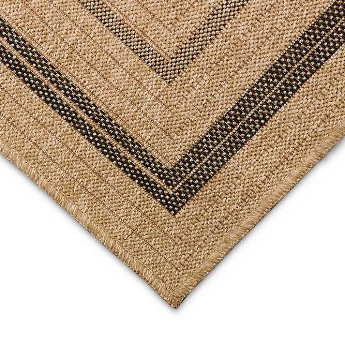 New Kirklands Home Tan and Black Framed Indoor/Outdoor Area Rug, 7X9
