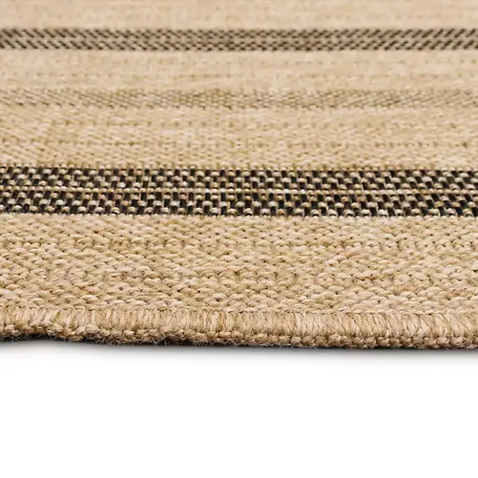 New Kirklands Home Tan and Black Framed Indoor/Outdoor Area Rug, 7X9
