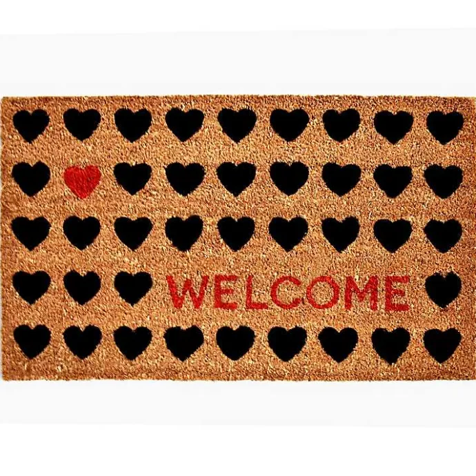 Kirklands Home Tan and Black Welcome Heart Doormat