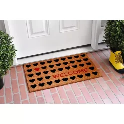 Kirklands Home Tan and Black Welcome Heart Doormat