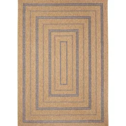 Outlet Kirklands Home Tan and Navy Framed Indoor/Outdoor Area Rug, 7x9