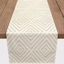 Outlet Kirklands Home Tan and White Diamond Table Runner, 72 in.