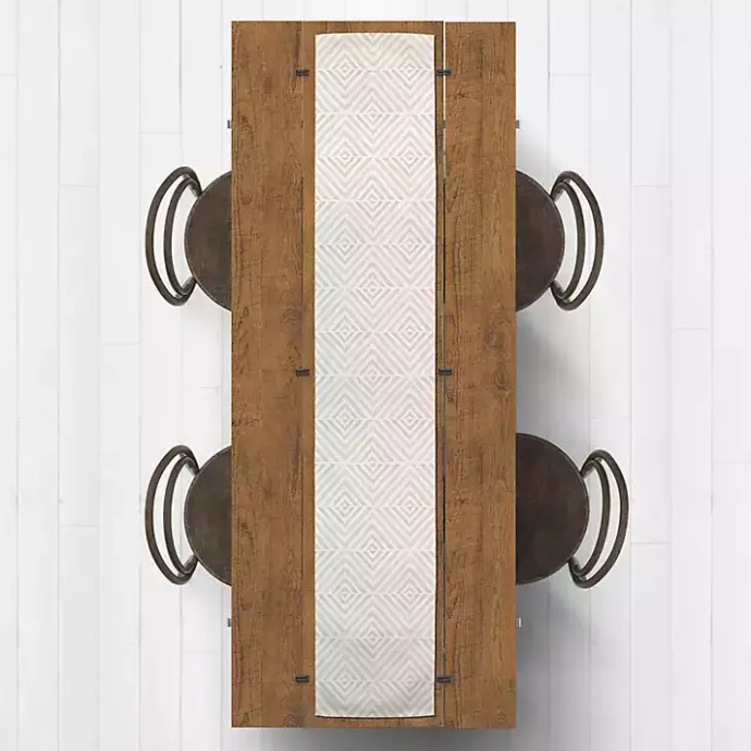 Clearance Kirklands Home Tan and White Diamond Table Runner, 90 in.