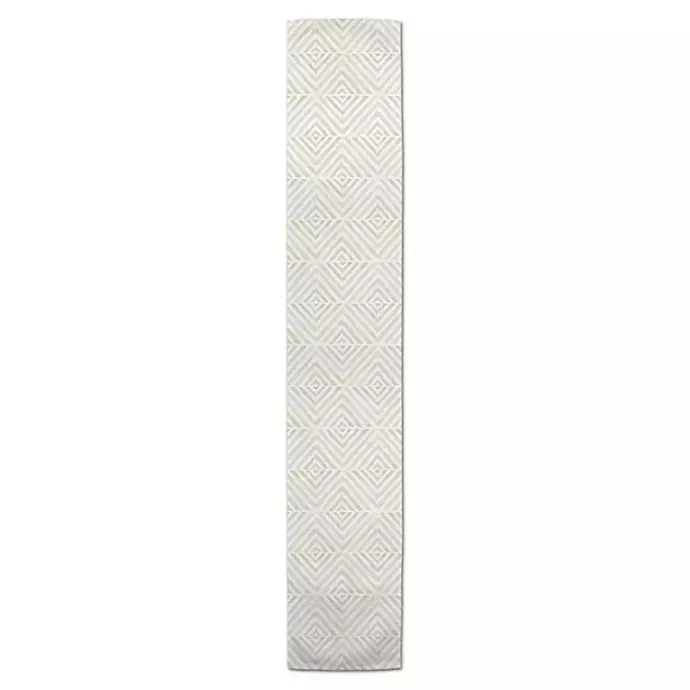 Clearance Kirklands Home Tan and White Diamond Table Runner, 90 in.