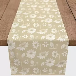 Discount Kirklands Home Tan and White Wildflower Table Runner, 72 in.