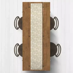 New Kirklands Home Tan and White Wildflower Table Runner, 90 in.