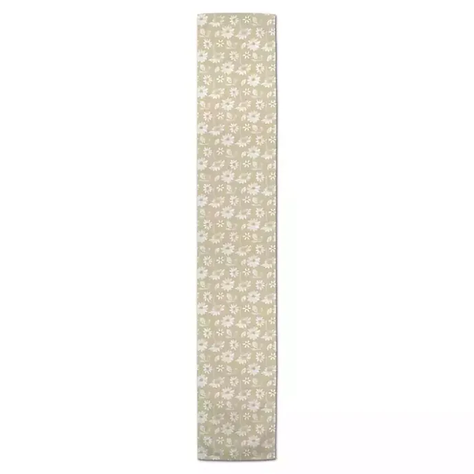 New Kirklands Home Tan and White Wildflower Table Runner, 90 in.