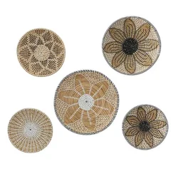 New Kirklands Home Tan Bohemian Seagrass 5-pc. Wall Plaque Set