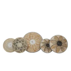New Kirklands Home Tan Bohemian Seagrass 5-pc. Wall Plaque Set
