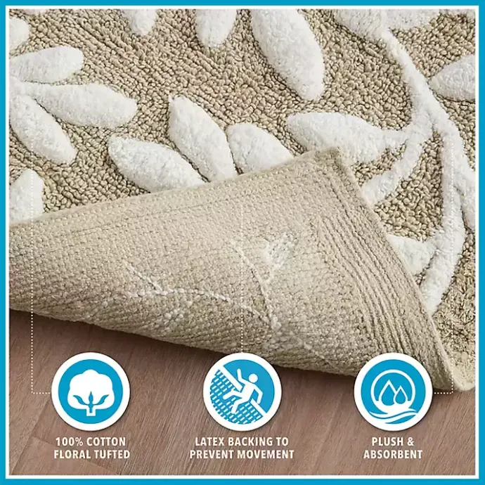 Online Kirklands Home Tan Botanical Cotton Bath Mat, 34 in.