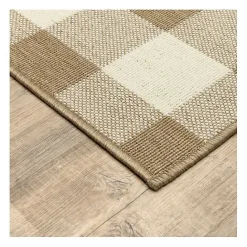 Discount Kirklands Home Buffalo Check Outdoor Area Rug, 5x7 Tan