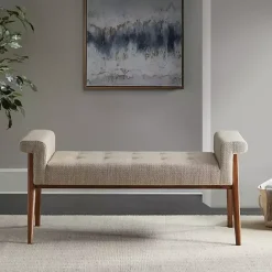 Best Kirklands Home Button Tufted Wood Bench Tan