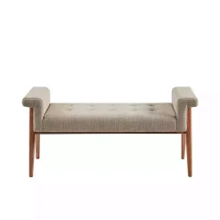 Best Kirklands Home Button Tufted Wood Bench Tan