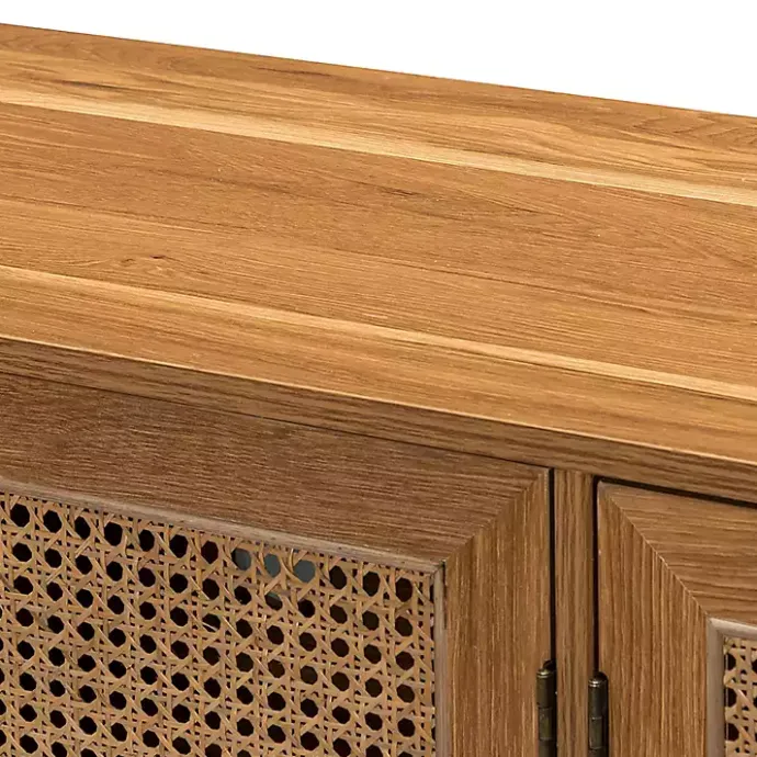 Online Kirklands Home Cane Wood Storage Media Cabinet Tan