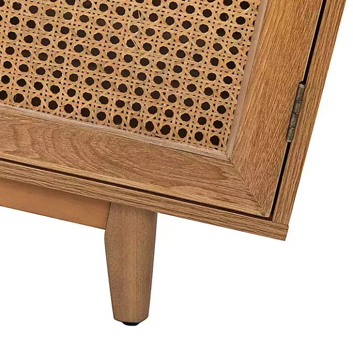 Online Kirklands Home Cane Wood Storage Media Cabinet Tan
