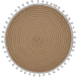 Sale Kirklands Home Circular Pom Pom Placemats, Set of 4 Tan