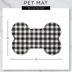 New Kirklands Home Eat Play Love Bone-Shaped Pet Bowl Mat Tan