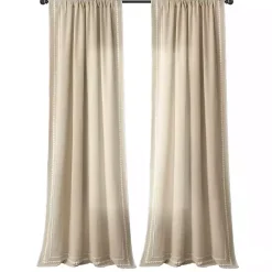 Sale Kirklands Home Embroidered Ric Rac Curtain Panel, 84 in. Tan