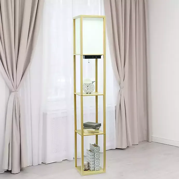 Sale Kirklands Home Etagere Shelf Charging Floor Lamp Tan